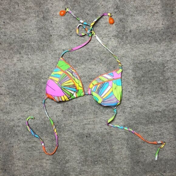 Triangle Cup Trina Turk Bikini Top | Bold Retro Print | Size 4 - Picture 2 of 7